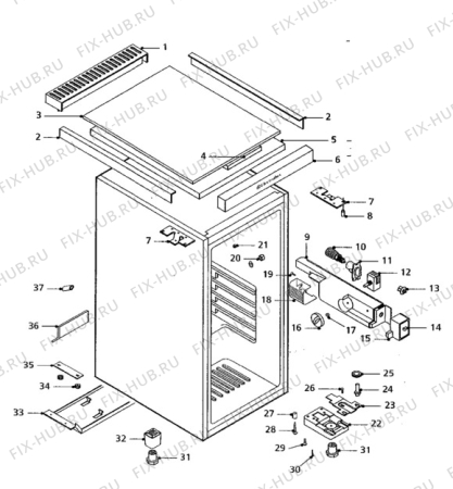 Взрыв-схема холодильника Electrolux RF510 - Схема узла Cabinet + armatures